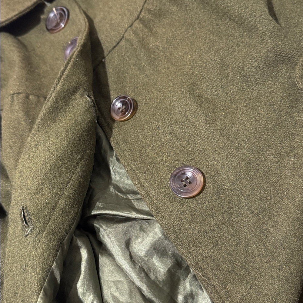 Hazel Wool Blend Olive Green Coat Jacket Size Large - Picture 8 of 8